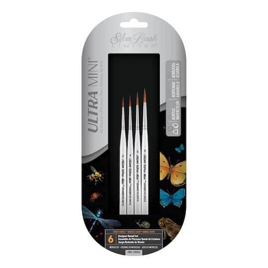 Silver Brush Limited Ultra Mini® White handles ultimate round Brushes, Set of 4